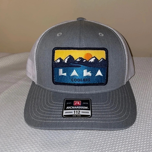 Richardson hat cap SnapBack trucker LAKA patch grey white embroidered NWT - Picture 1 of 4